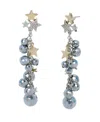 Betsey Johnson Faux Stone Midnight Magic Disco Ball Linear Earrings In Crystal,two Tone