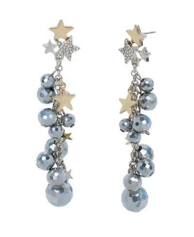 Betsey Johnson Faux Stone Midnight Magic Disco Ball Linear Earrings In Crystal,two Tone