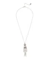Betsey Johnson Faux Stone Pave Skeleton Pendant Long Necklace In Multi