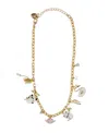 Betsey Johnson Faux Stone Pearl Critters Charm Bib Necklace In Multi,gold