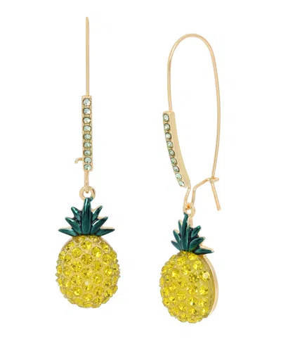 Betsey Johnson Faux Stone Pineapple Dangle Earrings In Yellow