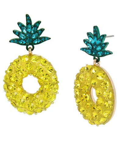 Betsey Johnson Faux Stone Pineapple Drop Earrings In Yellow