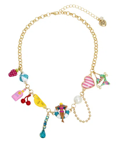 Betsey Johnson Faux Stone Pool Party Bib Necklace In Multi -