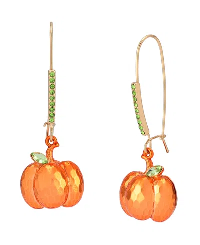 Betsey Johnson Faux Stone Pumpkin Dangle Earrings