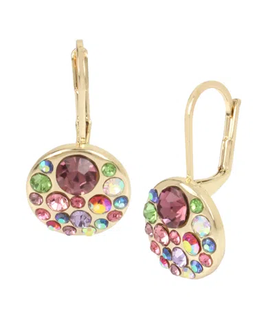 Betsey Johnson Faux Stone Round Drop Earrings In Multi,gold