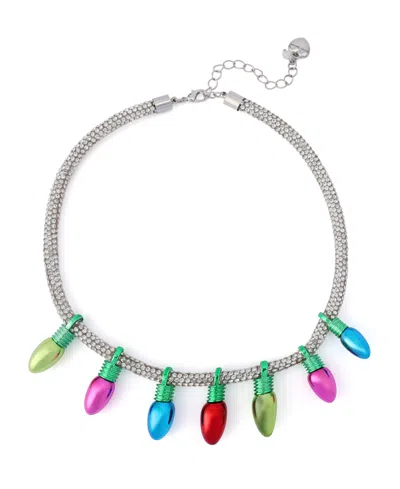 Betsey Johnson Faux Stone Santa Baby Christmas Lights Bib Necklace In Multi