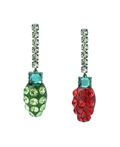 Betsey Johnson Faux Stone Santa Baby Christmas Lights Earrings In Multi