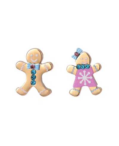 Betsey Johnson Faux Stone Santa Baby Gingerbread Stud Earrings In Multi