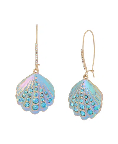Betsey Johnson Faux Stone Shell Dangle Earrings In Multi