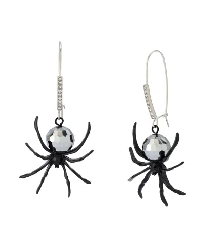 Betsey Johnson Faux Stone Spider Disco Ball Dangle Earrings