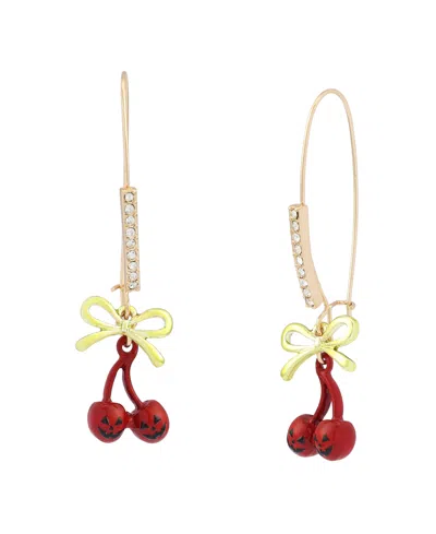 Betsey Johnson Faux Stone Spooky Summer Cherry Dangle Earrings In Multi
