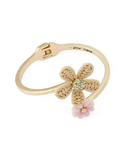 Betsey Johnson Faux Stone Spring Chick Daisy Bangle Bracelet In Gold