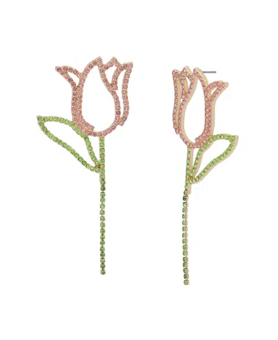 Betsey Johnson Faux Stone Spring Chick Tulip Statement Earrings In Multi