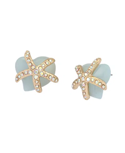 Betsey Johnson Faux Stone Starfish Heart Stud Earrings In Multi