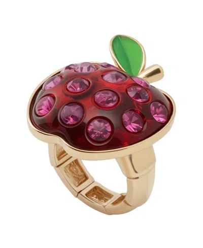 Betsey Johnson Faux Stone Straight Apple Cocktail Stretch Ring In Multi