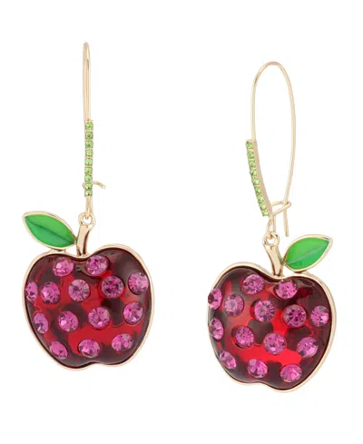 Betsey Johnson Faux Stone Straight Apple Dangle Drop Earrings