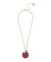 Betsey Johnson Faux Stone Straight Apple Pendant Chain Necklace