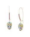 Betsey Johnson Faux Stone Sugar Skull Dangle Earrings In Multi