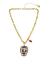 Betsey Johnson Hola To Love Skull Necklace Multi Pink In Multi