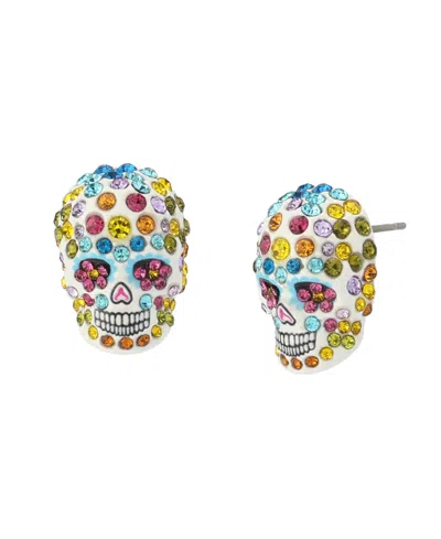 Betsey Johnson Faux Stone Sugar Skull Stud Earrings