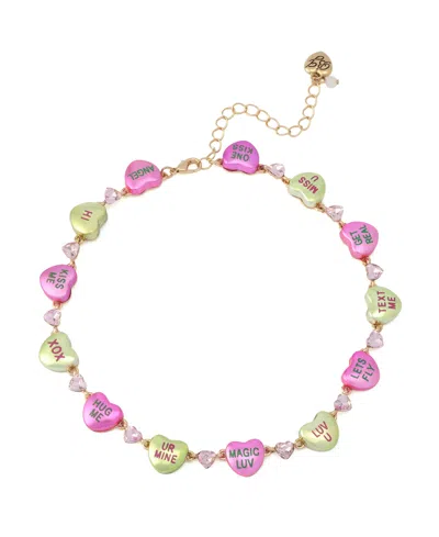 Betsey Johnson Faux Stone Sweetheart Collar Necklace In Multi
