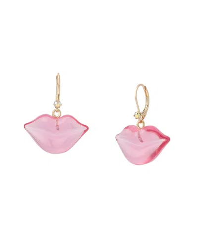 Betsey Johnson Faux Stone Sweetheart Lips Drop Earrings