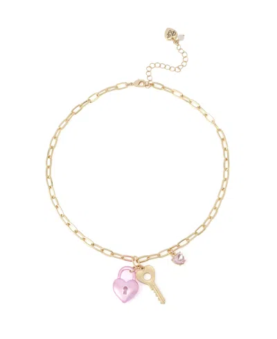 Betsey Johnson Faux Stone Sweetheart Lock Key Pendant Necklace