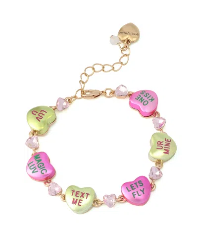 Betsey Johnson Faux Stone Sweetheart Strand Bracelet In Multi