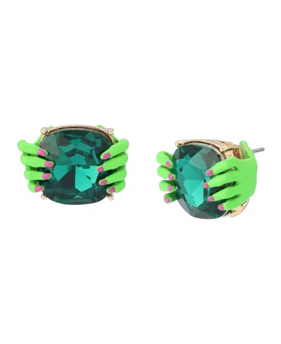 Betsey Johnson Faux Stone Witch Hands Stud Earrings In Multi