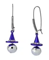 Betsey Johnson Faux Stone Witch Hat Disco Ball Dangle Earrings In Blue