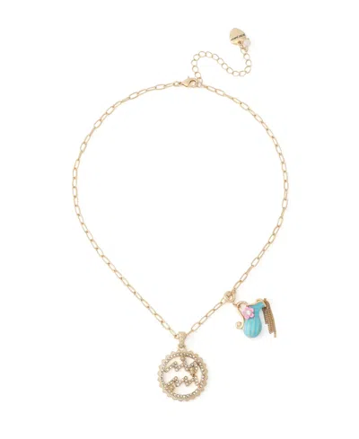 Betsey Johnson Faux-stone Aquarius Celestial Pendant Necklace Charm Zodiac Set In Turquoise