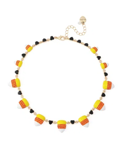 Betsey Johnson Faux-stone Halloween Candy Corn Collar Necklace In Multi