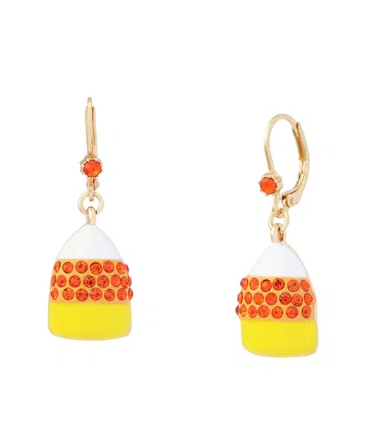 Betsey Johnson Faux-stone Halloween Candy Corn Drop Earrings In Orange