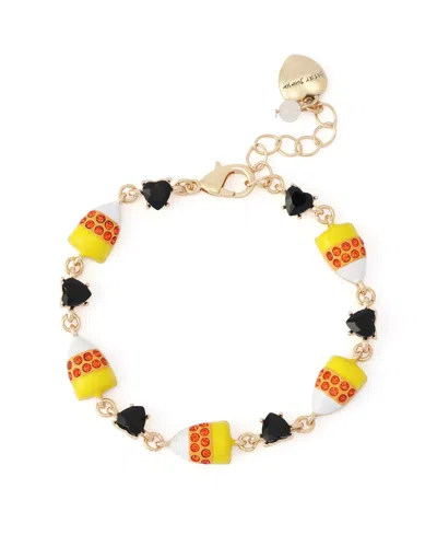 Betsey Johnson Faux-stone Halloween Candy Corn Link Bracelet In Multi