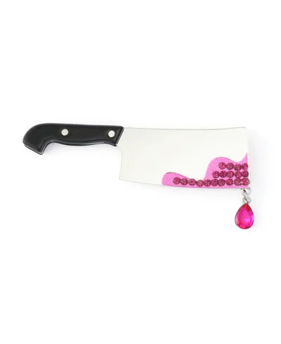 Betsey Johnson Faux-stone Halloween Cleaver Brooch In Pink