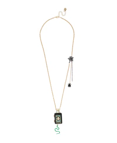 Betsey Johnson Faux-stone Halloween Poison Potion Pendant Necklace In Multi