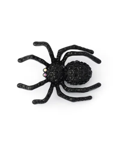 Betsey Johnson Faux-stone Halloween Spider Brooch In Black
