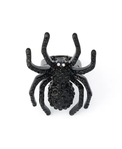 Betsey Johnson Faux-stone Halloween Spider Cocktail Ring In Black