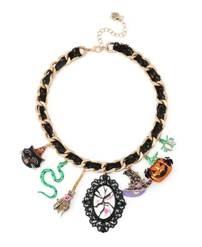 Betsey Johnson Faux-stone Halloween Witchy Statement Bib Necklace In Multi