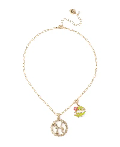 Betsey Johnson Faux-stone Pisces Celestial Pendant Necklace Charm Zodiac Set In Yellow