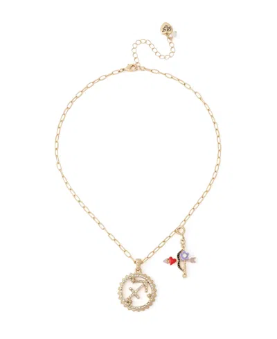 Betsey Johnson Faux-stone Sagittarius Celestial Pendant Necklace Charm Zodiac Set In Purple