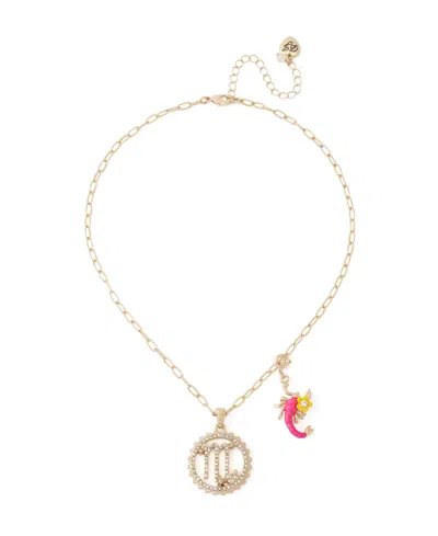 Betsey Johnson Faux-stone Scorpio Celestial Pendant Necklace Charm Zodiac Set In Pink