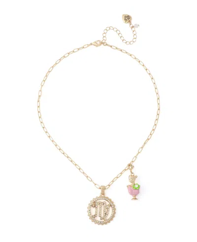 Betsey Johnson Faux-stone Virgo Celestial Pendant Necklace Charm Zodiac Set In Pink