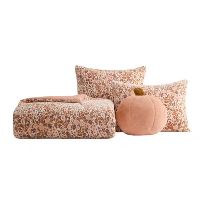Betsey Johnson Field Of Flowers Orange Reversible Comforter Bonus Set In Neutral