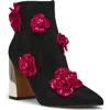 Betsey Johnson Finlee Sequin Flower Pointed Toe Bootie In Black Multi