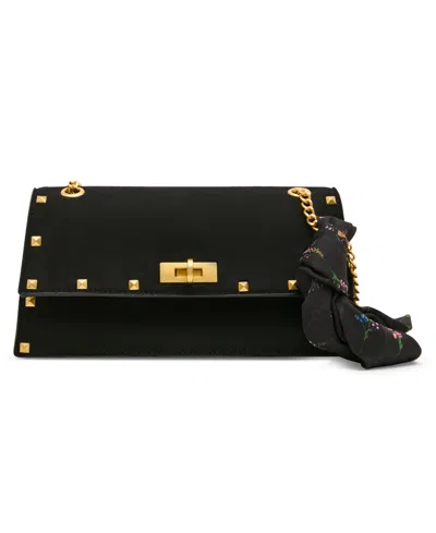 Betsey Johnson Flap Small Shoulder Handbag In Black