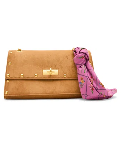 Betsey Johnson Flap Small Shoulder Handbag In Brown
