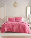Betsey Johnson Flirty Bows Embossed Plush Comforter Set In Pink