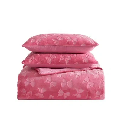 Betsey Johnson Flirty Bows Plush Pink Comforter Set