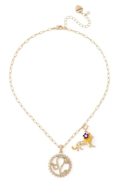 Betsey Johnson Gemini Charm Pendant Necklace In Gold